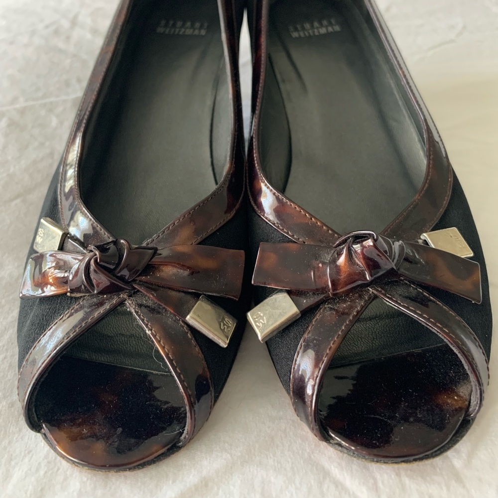 Stuart Weitzman Tofutti Faille Peep Toe Tortoise - image 2